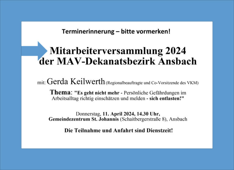 Mitarbeiterversammlung 2024 der MAV-Dekanatsbezirk Ansbach